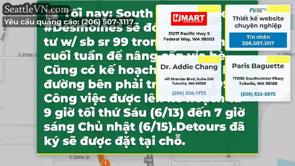 Tối nay: South 224th Street ở #Desmoines sẽ đóng