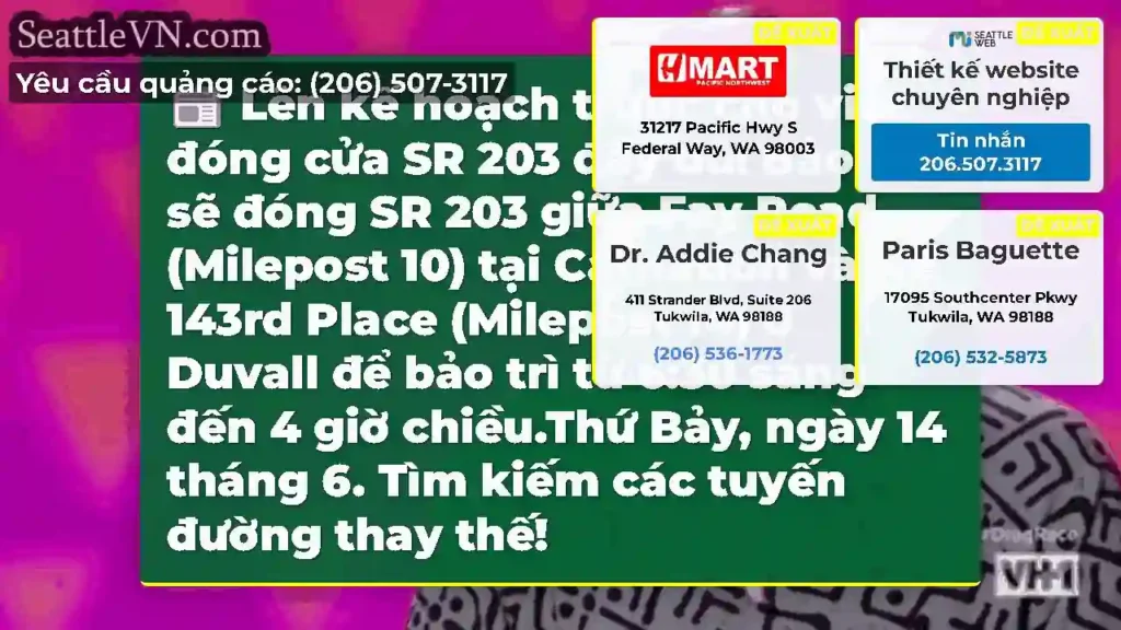 Lên kế hoạch trước cho việc đóng cửa SR 203 đầy