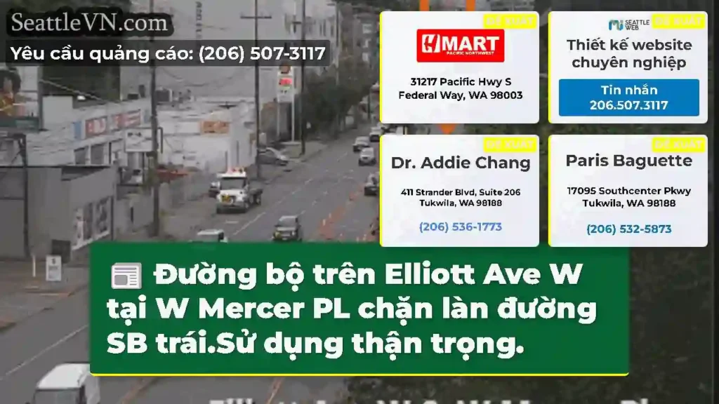 Đường bộ trên Elliott Ave W tại W Mercer PL chặn
