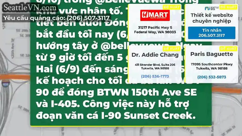 Đóng cửa qua đêm I-90 làn đường tiếp tục tối nay
