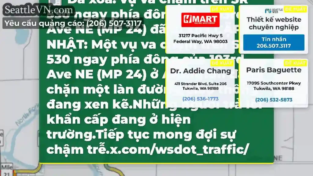 Đã xóa: vụ va chạm trên SR 530 ngay phía đông của