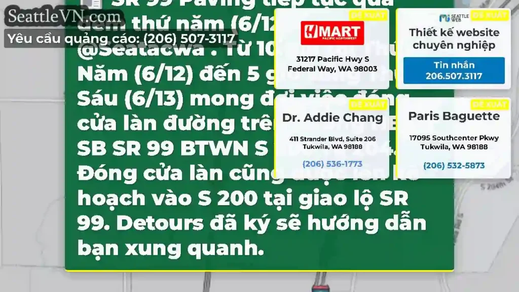SR 99 Paving tiếp tục qua đêm thứ năm (6/12) trong