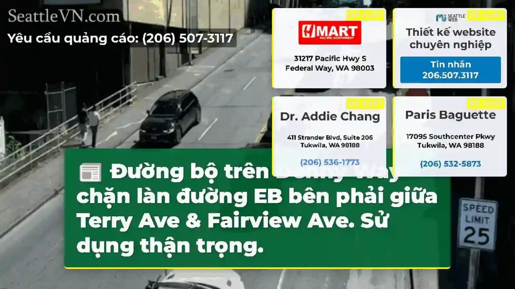 Đường bộ trên Denny Way chặn làn đường EB bên