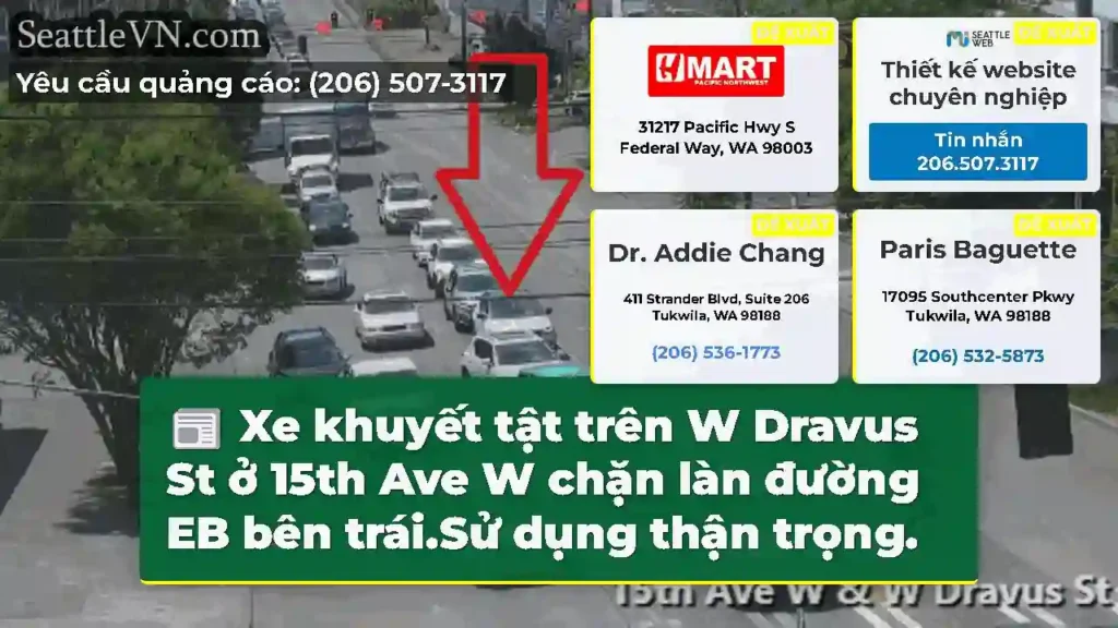 Xe khuyết tật trên W Dravus St ở 15th Ave W chặn