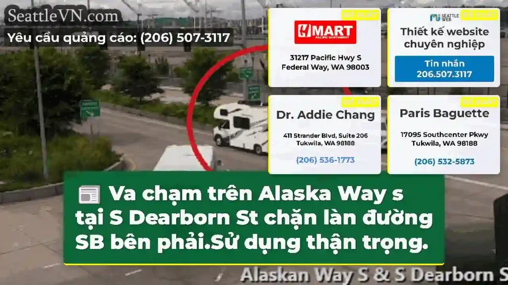Va chạm trên Alaska Way s tại S Dearborn St chặn
