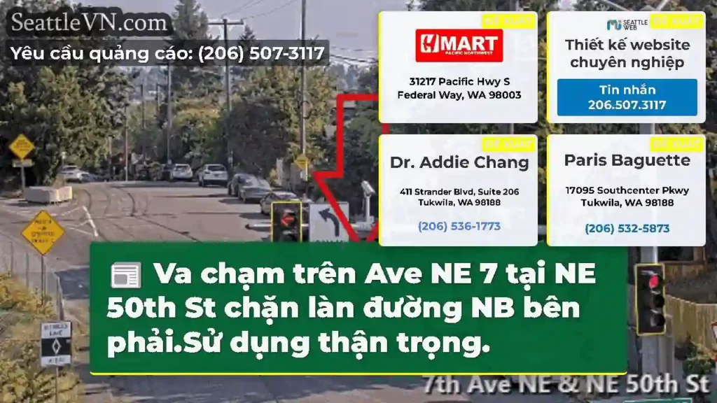 Va chạm trên Ave NE 7 tại NE 50th St chặn làn