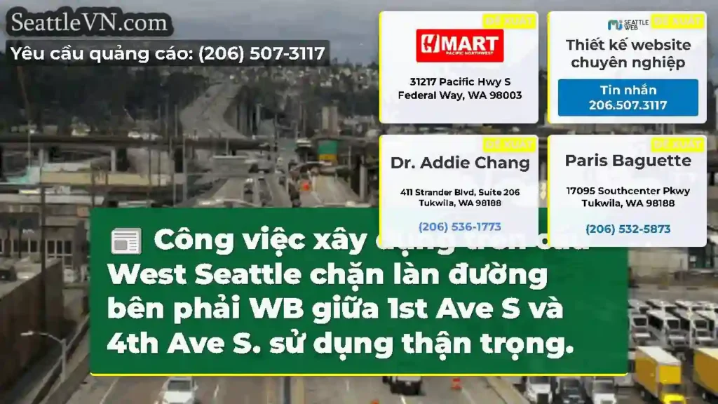 Công việc xây dựng trên cầu West Seattle chặn làn
