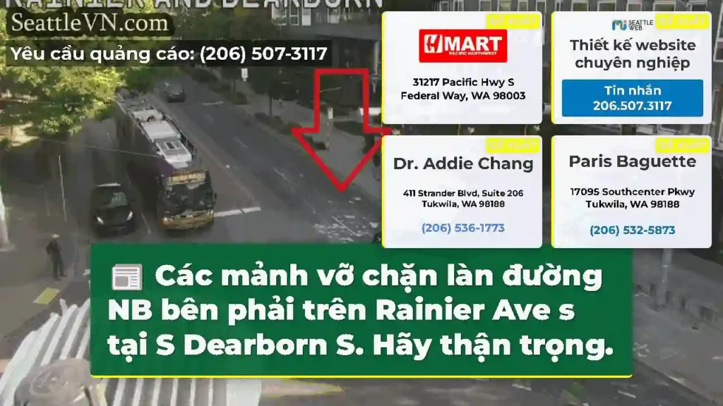 Các mảnh vỡ chặn làn đường NB bên phải trên
