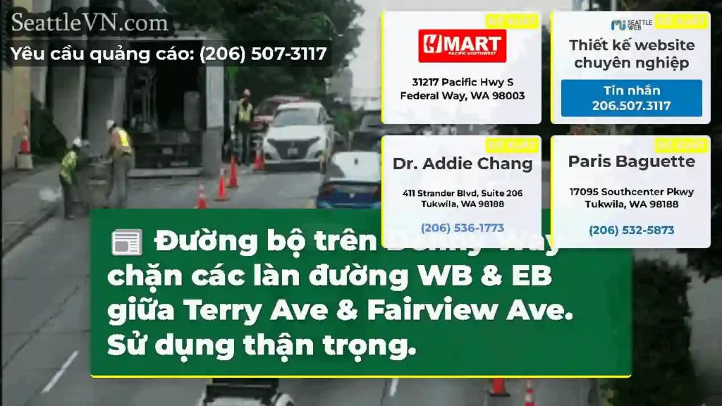 Đường bộ trên Denny Way chặn các làn đường WB &