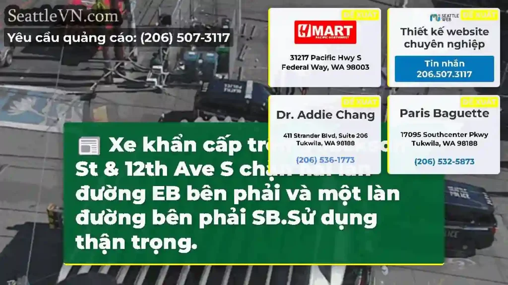 Xe khẩn cấp trên S Jackson St & 12th Ave S chặn
