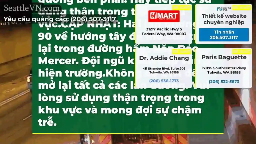 CẬP NHẬT 2: Ba làn bên trái trên hướng tây I-90
