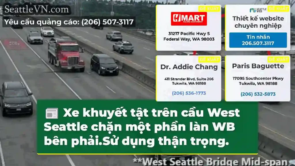 Xe khuyết tật trên cầu West Seattle chặn một phần