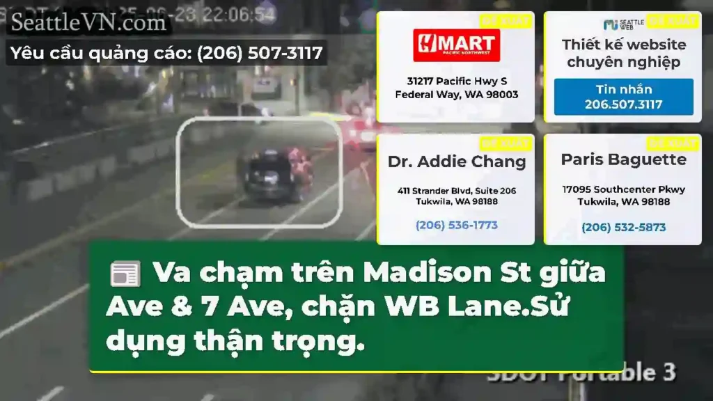Va chạm trên Madison St giữa Ave & 7 Ave, chặn WB