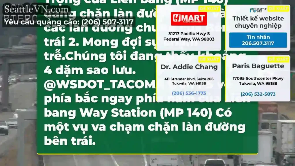 CẬP NHẬT: Một vụ va chạm trên NB I-5 ngay phía