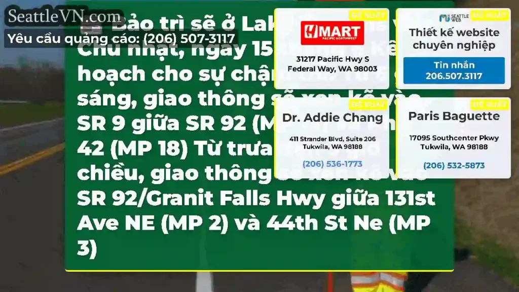Bảo trì sẽ ở Lake Stevens vào Chủ nhật, ngày 15