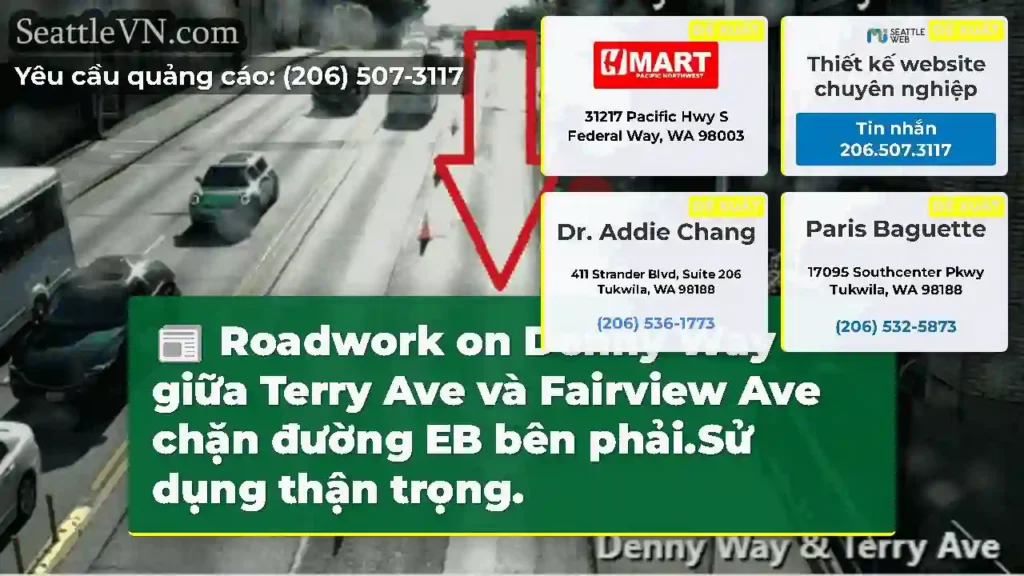 Roadwork on Denny Way giữa Terry Ave và Fairview