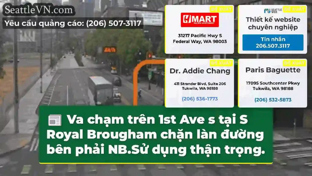 Va chạm trên 1st Ave s tại S Royal Brougham chặn