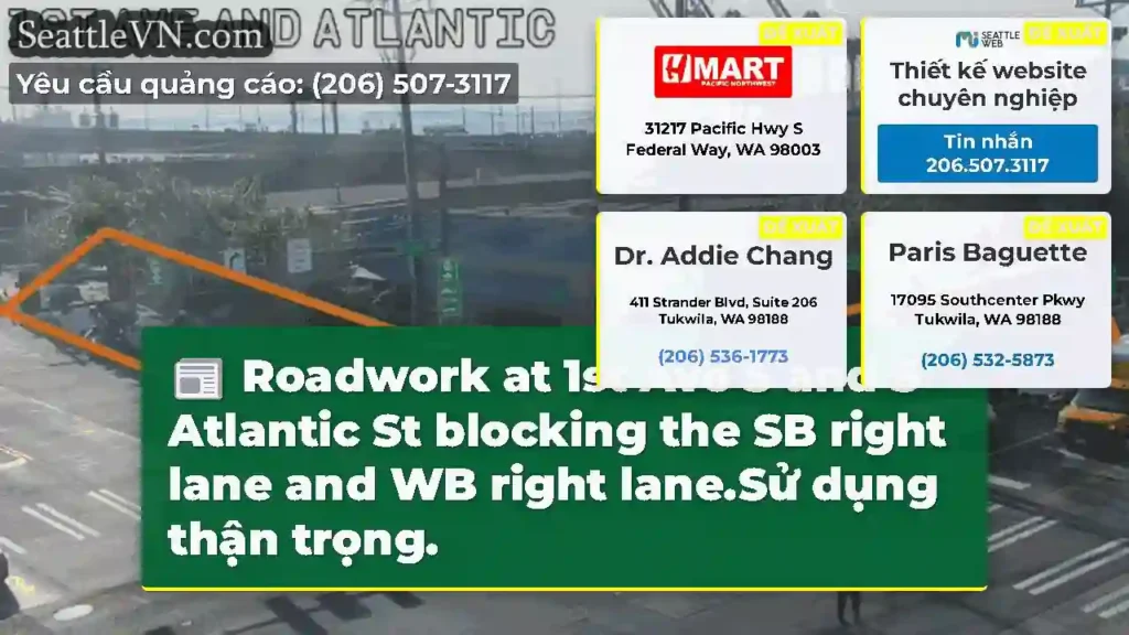Roadwork at 1st Ave S and S Atlantic St blocking