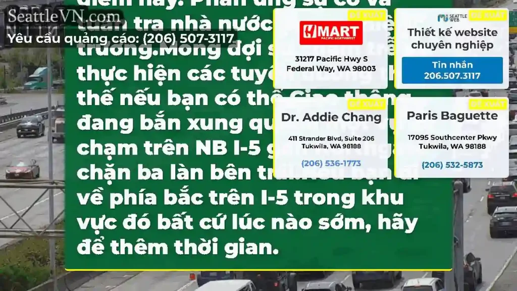 CẬP NHẬT: Vụ va chạm này trên I-5 về phía nam tại