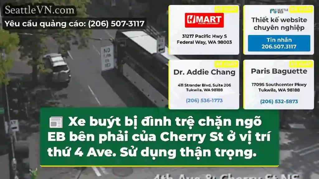 Xe buýt bị đình trệ chặn ngõ EB bên phải của