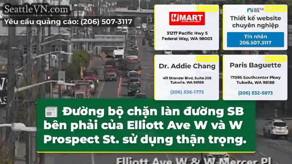 Đường bộ chặn làn đường SB bên phải của Elliott