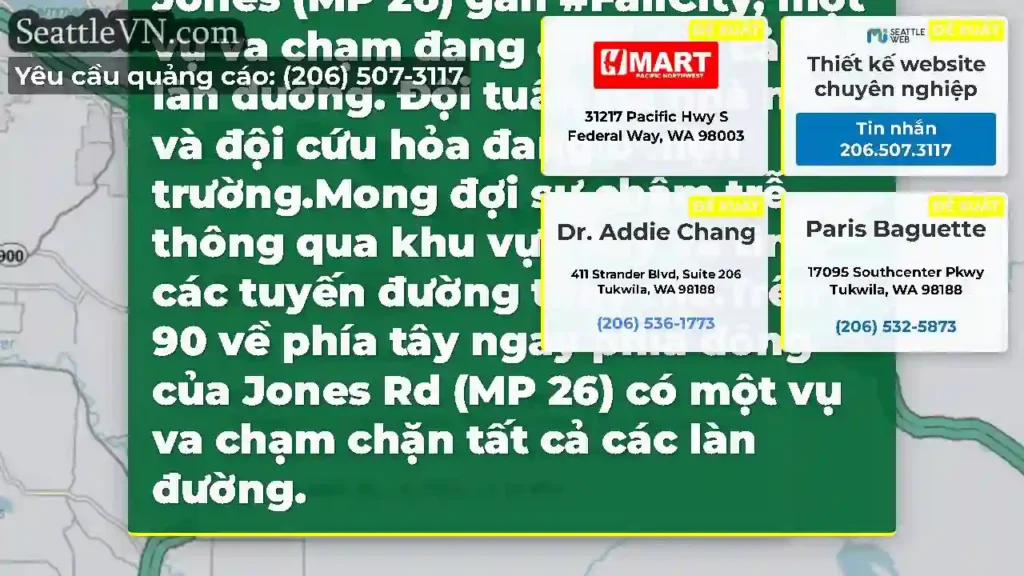 CẬP NHẬT số 1: Trên hướng tây I-90 ở phía đông