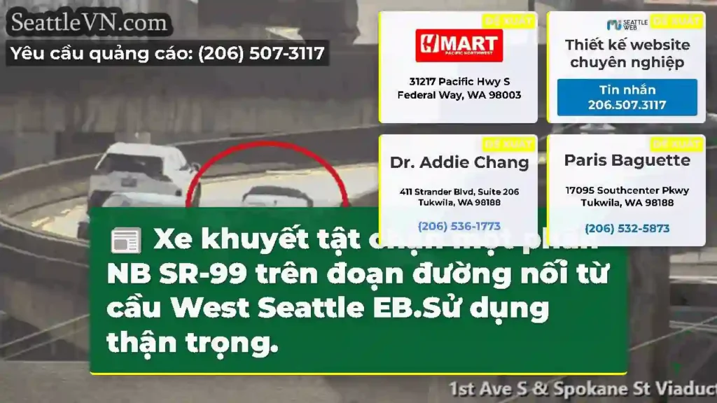 Xe khuyết tật chặn một phần NB SR-99 trên đoạn