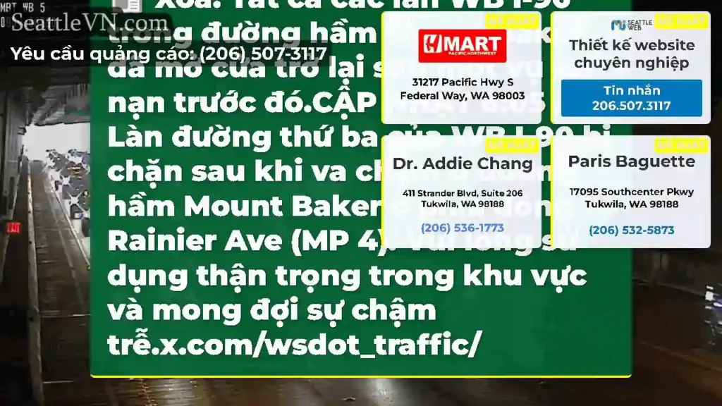 Xóa: Tất cả các làn WB I-90 trong đường hầm Mount
