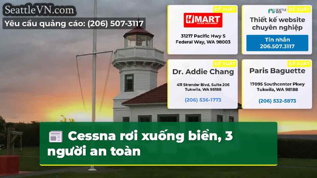 Cessna rơi xuống biển, 3 người an toàn