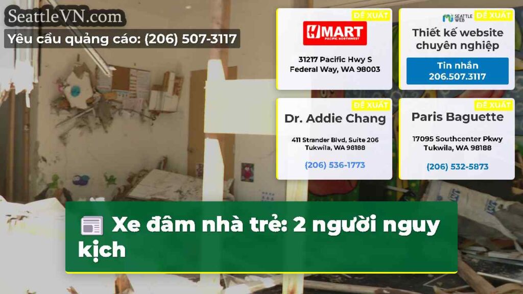 Xe đâm nhà trẻ: 2 người nguy kịch