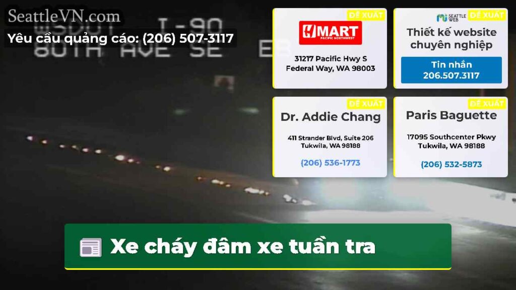 Xe cháy đâm xe tuần tra