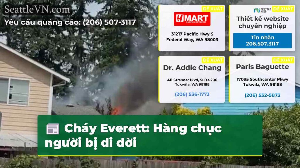 Cháy Everett: Hàng chục người bị di dời
