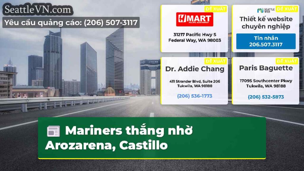 Mariners thắng nhờ Arozarena, Castillo