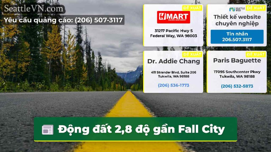 Động đất 2,8 độ gần Fall City