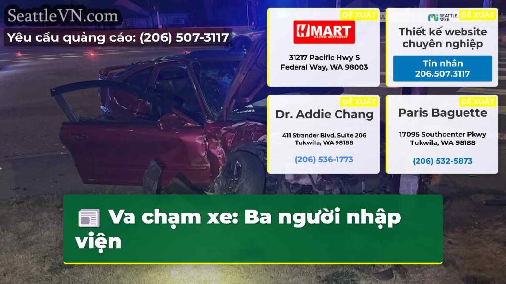 Va chạm xe: Ba người nhập viện