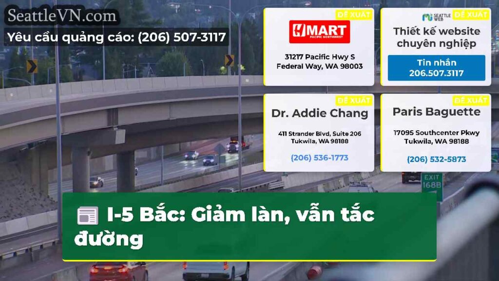 I-5 Bắc: Giảm làn, vẫn tắc đường