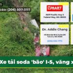 Xe tải soda bão I-5 văng xa