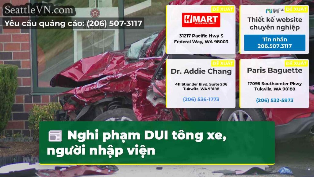 Nghi phạm DUI tông xe, người nhập viện