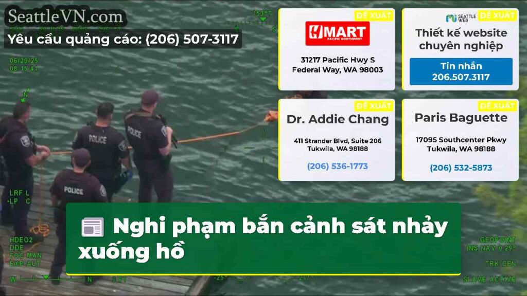 Nghi phạm bắn cảnh sát nhảy xuống hồ