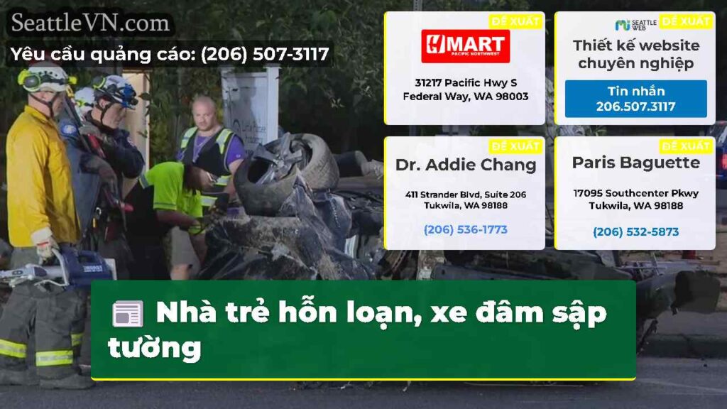 Nhà trẻ hỗn loạn, xe đâm sập tường