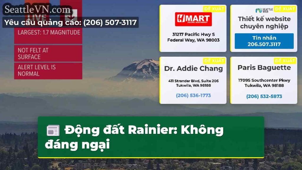 Động đất Rainier: Không đáng ngại