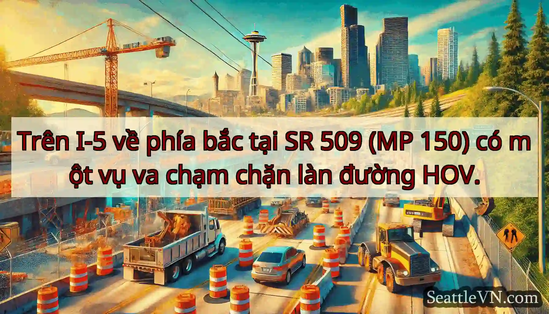 Trên I-5 về phía bắc tại SR 509 (MP 150) có một