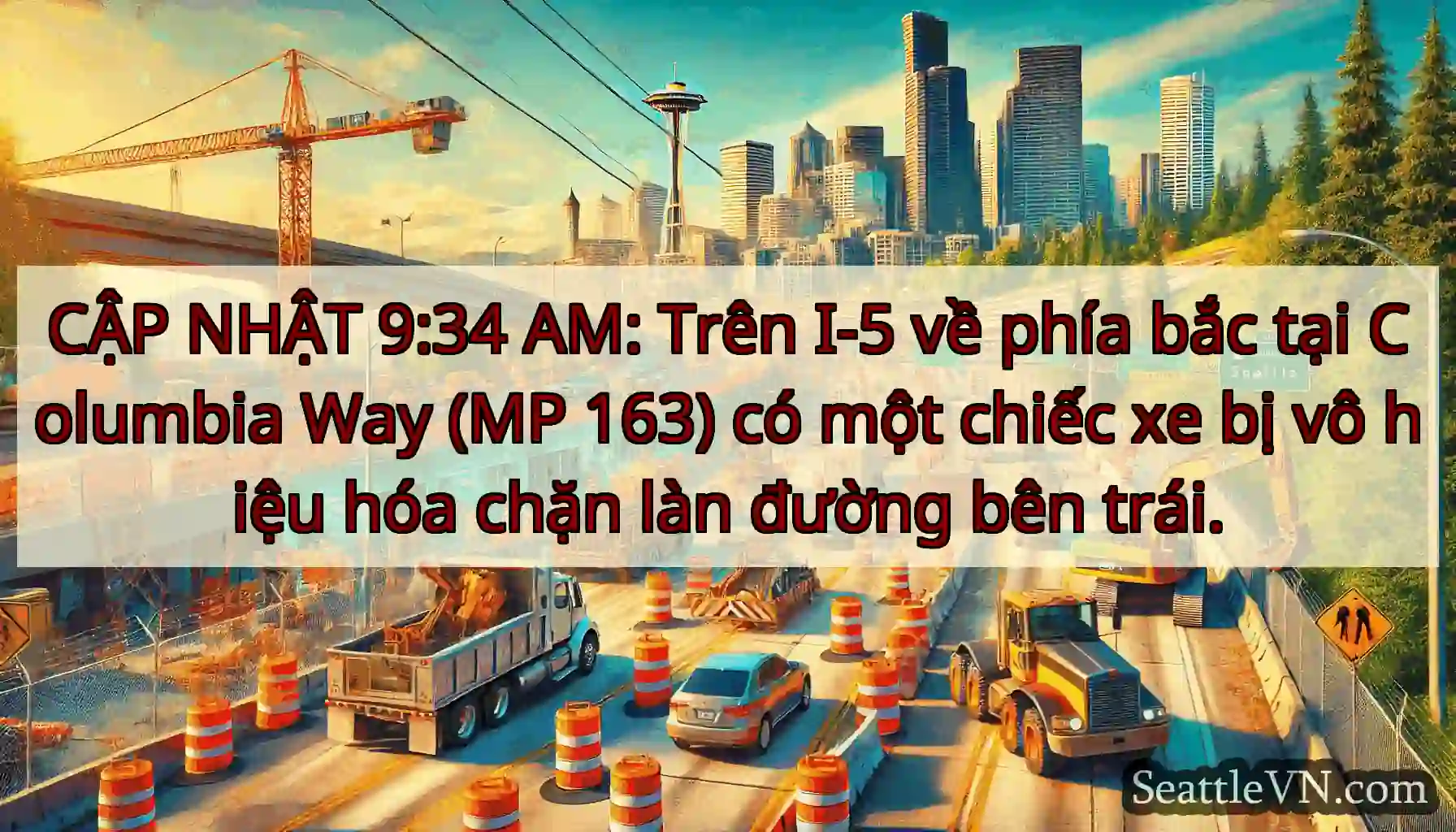CẬP NHẬT 9:34 AM: Trên I-5 về phía bắc tại