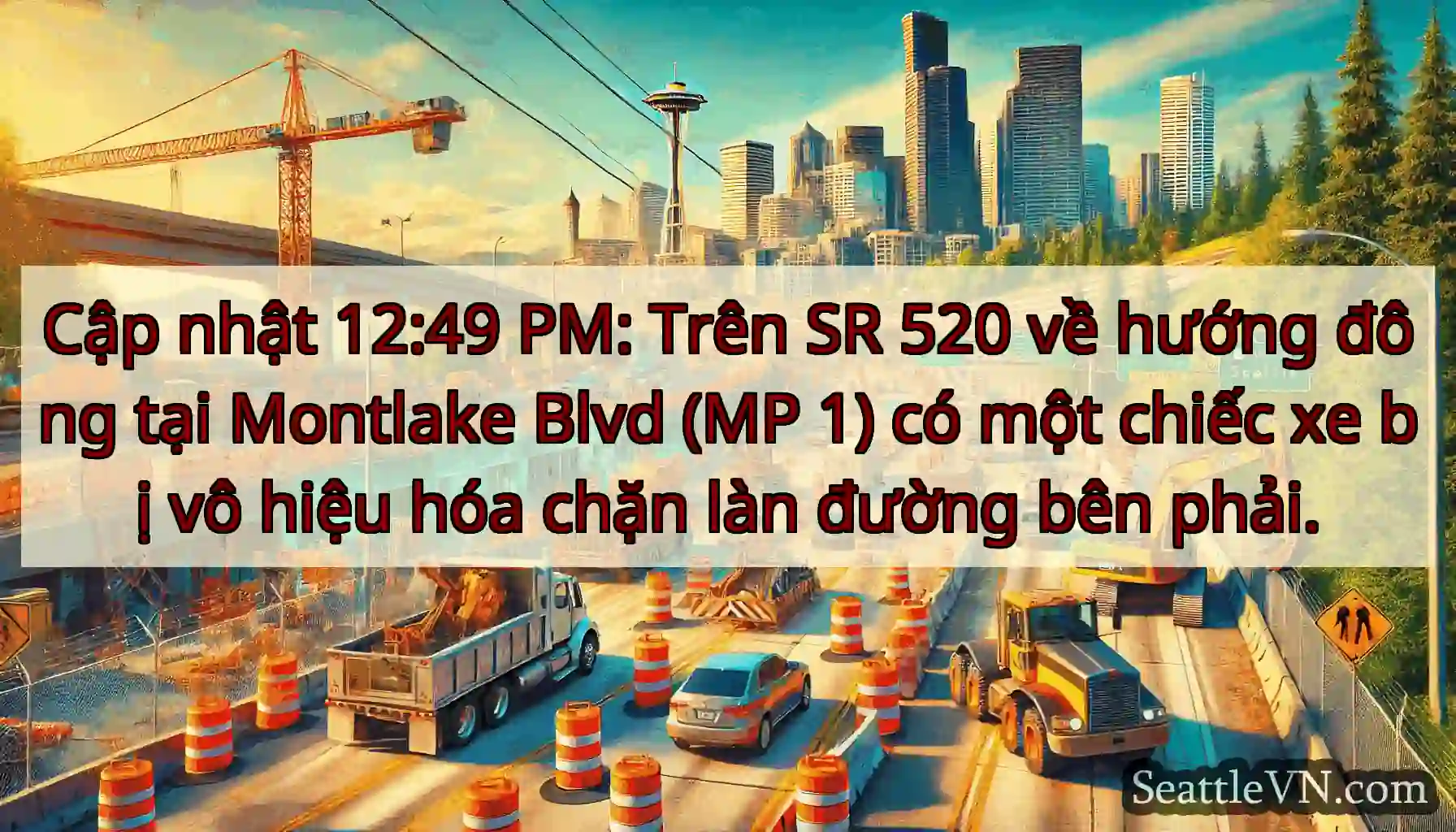Cập nhật 12:49 PM: Trên SR 520 về hướng đông tại
