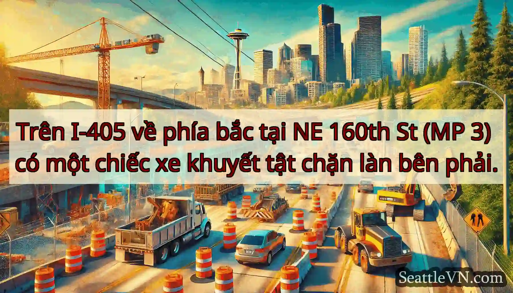 Trên I-405 về phía bắc tại NE 160th St (MP 3) có