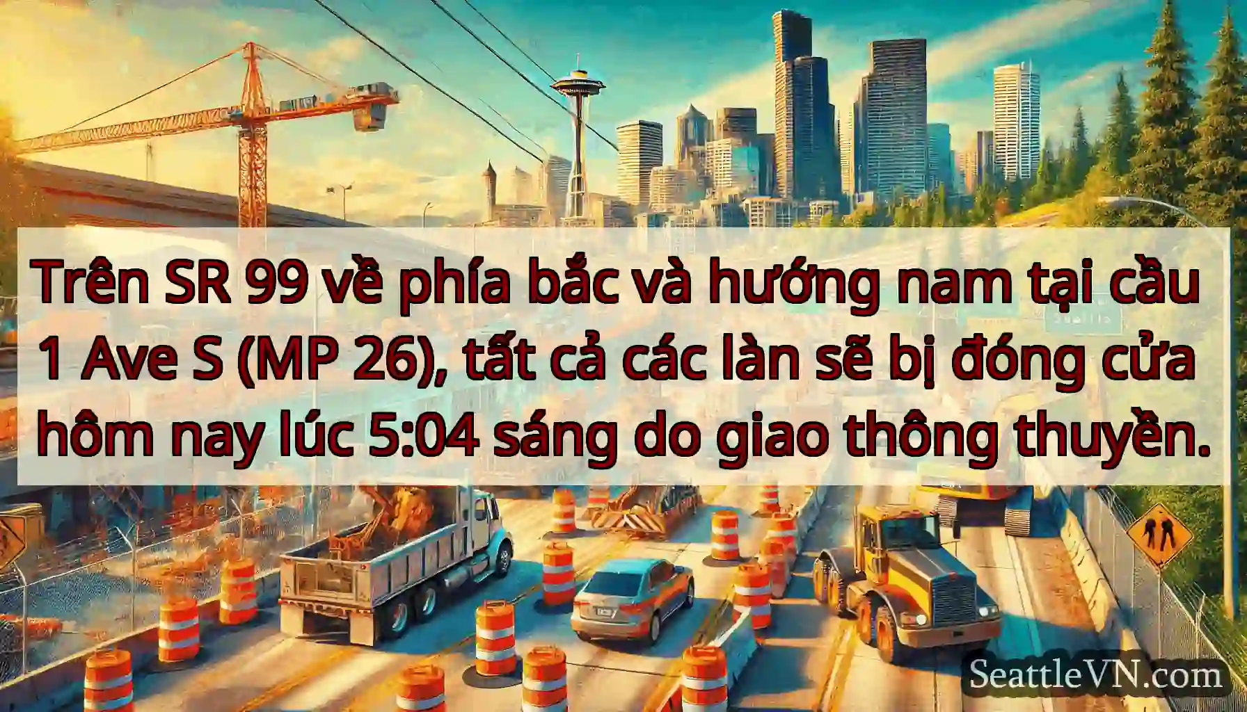 Trên SR 99 về phía bắc và hướng nam tại cầu 1 Ave