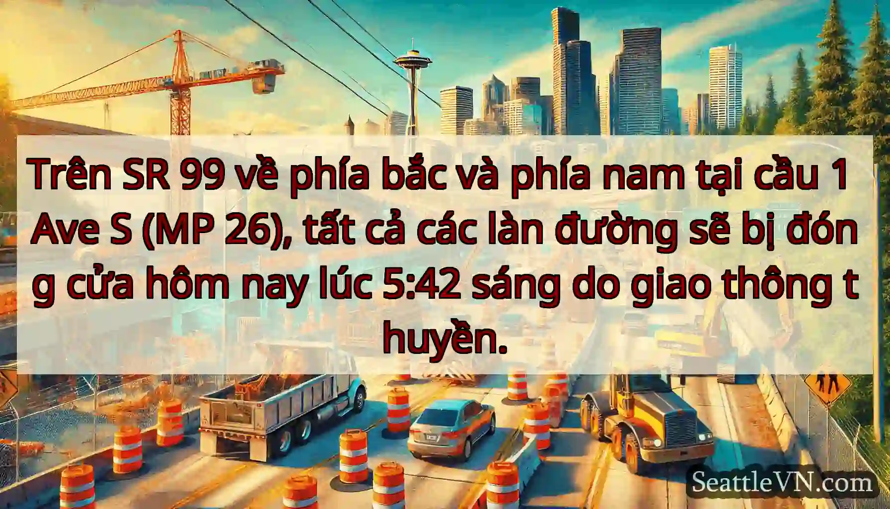 Trên SR 99 về phía bắc và phía nam tại cầu 1 Ave