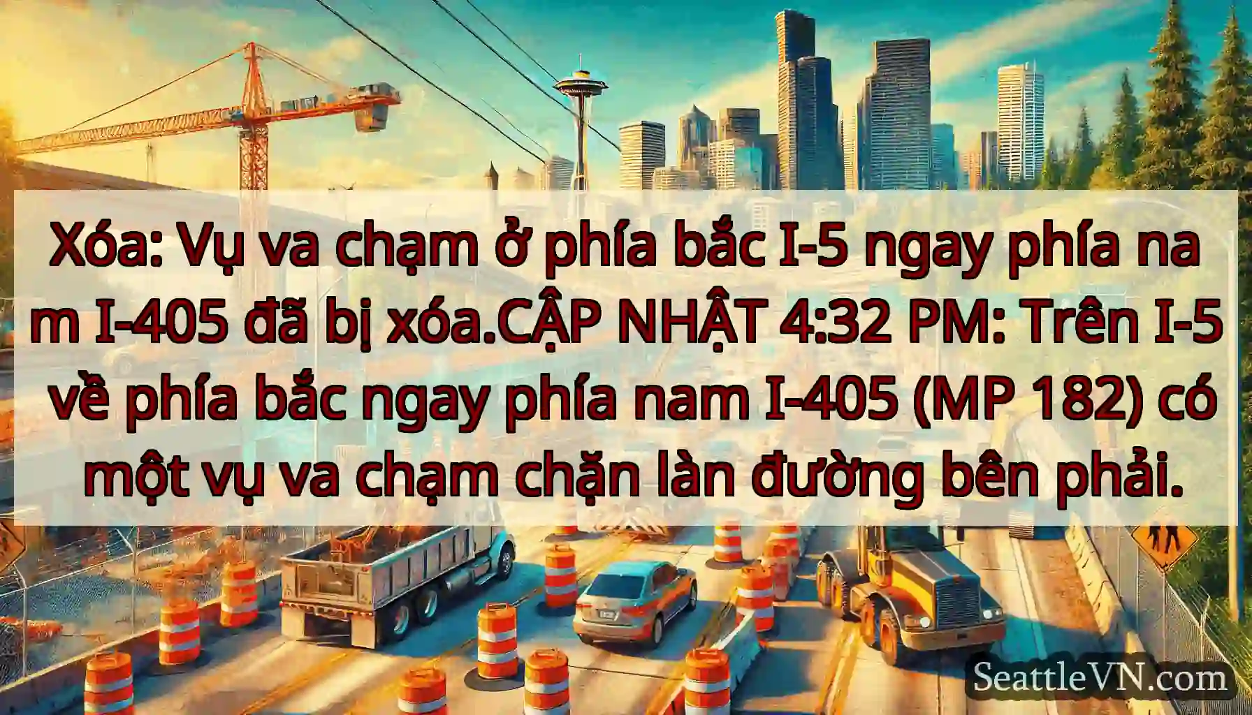 Xóa: Vụ va chạm ở phía bắc I-5 ngay phía nam