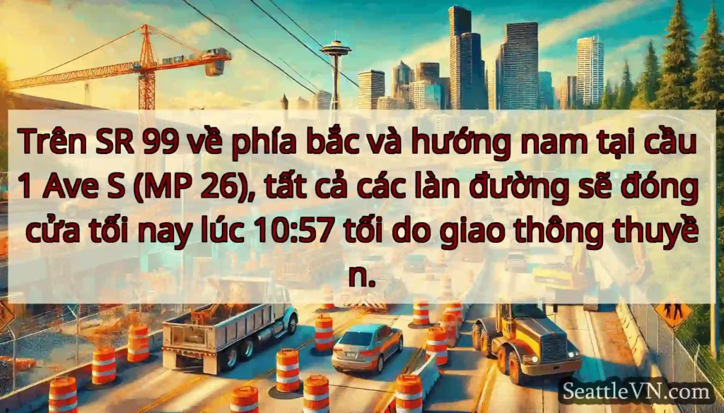 Trên SR 99 về phía bắc và hướng nam tại cầu 1 Ave