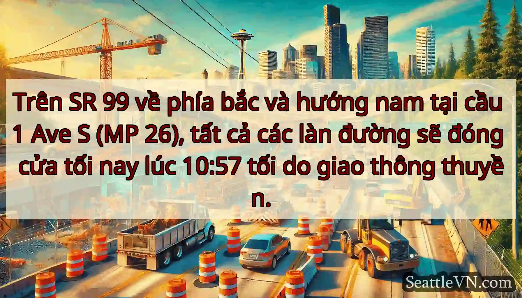 Trên SR 99 về phía bắc và hướng nam tại cầu 1 Ave